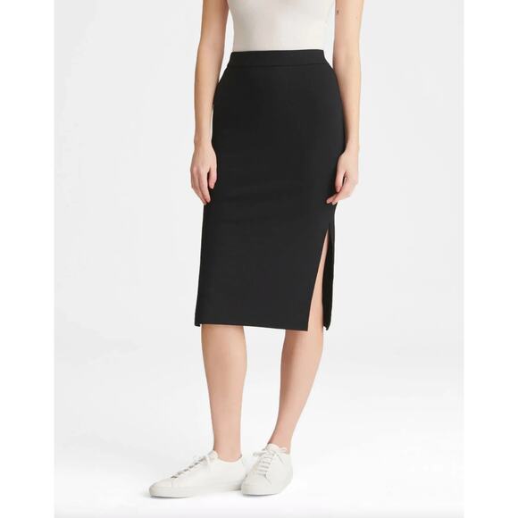 Naadam Modal Cashmere Pencil Knee Length Skirt Black Women's Small Minimalist - Picture 1 of 8